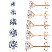 1 Set Cute Simple Style Solid Color Plating Inlay Copper Zircon 14k Gold Plated Rose Gold Plated White Gold Plated Ear Studs sku image 2