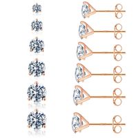 1 Set Cute Simple Style Solid Color Plating Inlay Copper Zircon 14k Gold Plated Rose Gold Plated White Gold Plated Ear Studs sku image 4