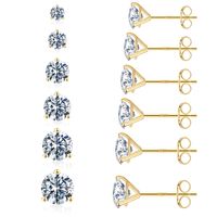 1 Set Cute Simple Style Solid Color Plating Inlay Copper Zircon 14k Gold Plated Rose Gold Plated White Gold Plated Ear Studs main image 1