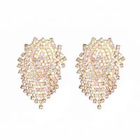 1 Paire Glam Tassel Cuivre Placage Incrustation Strass Argent Plaqué Boucles D'oreilles main image 7