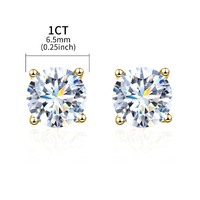 1 Pair Simple Style Geometric Sterling Silver Moissanite Silver Plated Ear Studs main image 2