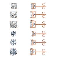 1 Set Simple Style Solid Color Plating Inlay Copper Zircon 14k Gold Plated Rose Gold Plated White Gold Plated Ear Studs sku image 2