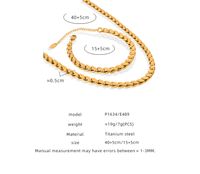 Wholesale Ig Style Vintage Style Solid Color Titanium Steel Plating 18k Gold Plated Jewelry Set main image 2