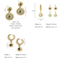 Simple Style Round Titanium Steel Plating Inlay Natural Stone Drop Earrings 1 Pair main image 7