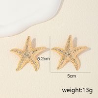 1 Pair Casual Cute Star Starfish Plating Alloy Ear Studs main image 3