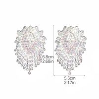 1 Paire Glam Tassel Cuivre Placage Incrustation Strass Argent Plaqué Boucles D'oreilles sku image 2