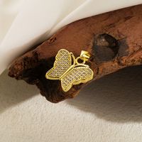 Ig Style Basic Little Bear Cat Butterfly Copper 18k Gold Plated Zircon Pendant Necklace In Bulk main image 3
