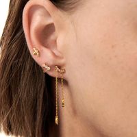 1 Pair Ig Style Simple Style Geometric Chain Inlay Copper Zircon Drop Earrings main image 3