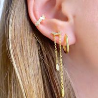 1 Pair Ig Style Simple Style Geometric Chain Inlay Copper Zircon Drop Earrings main image 4