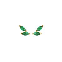 1 Pair Simple Style Leaves Inlay Copper Zircon Ear Studs main image 6