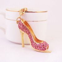 Fashion High Heel Zinc Alloy Plating Inlay Rhinestones Women's Bag Pendant Keychain sku image 2