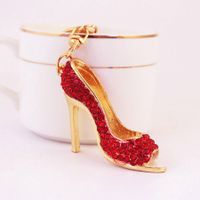 Fashion High Heel Zinc Alloy Plating Inlay Rhinestones Women's Bag Pendant Keychain sku image 1