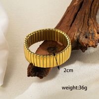 Retro Streetwear Solid Color Stainless Steel Plating Inlay Diamond 18k Gold Plated Bangle sku image 1