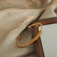 Simple Style Geometric Solid Color Titanium Steel Layered Plating 18k Gold Plated Bangle main image 4