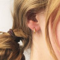 1 Pair Simple Style Classic Style Solid Color Plating Hollow Out Copper 14k Gold Plated Hoop Earrings main image 7