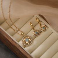 Simple Style Commute Geometric Devil's Eye Copper 18k Gold Plated Zircon Jewelry Set In Bulk main image 3