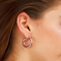 1 Pair Simple Style Classic Style Solid Color Plating Hollow Out Copper 14k Gold Plated Hoop Earrings main image 9