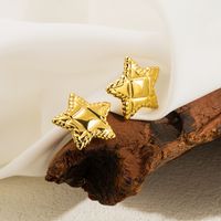 1 Pair Casual Round Star Tian Plating Stainless Steel 14k Gold Plated Ear Studs main image 4