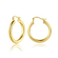 1 Pair Simple Style Classic Style Solid Color Plating Hollow Out Copper 14k Gold Plated Hoop Earrings sku image 6