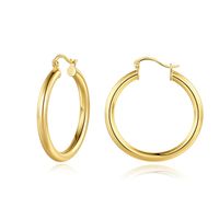 1 Pair Simple Style Classic Style Solid Color Plating Hollow Out Copper 14k Gold Plated Hoop Earrings sku image 7