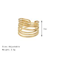 Klassischer Stil Einfarbig Titan Stahl 18 Karat Vergoldet Offener Ring In Masse main image 7