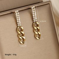1 Pair Retro XUPING Artistic Geometric Tassel Chain Plating Inlay 304 Stainless Steel Artificial Gemstones Artificial Pearls 18K Gold Plated Drop Earrings main image 6