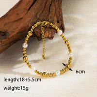 Simple Style Round Stainless Steel Imitation Pearl Plating 18k Gold Plated Bracelets Necklace main image 2