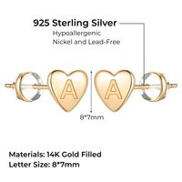 1 Pair Simple Style Letter Heart Shape Plating Copper 14k Gold Plated Ear Studs main image 2