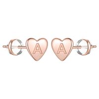 1 Pair Simple Style Letter Heart Shape Plating Copper 14k Gold Plated Ear Studs main image 4