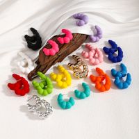 1 Pair Ig Style Simple Style C Shape Spray Paint Stainless Steel Arylic Ear Studs main image 1