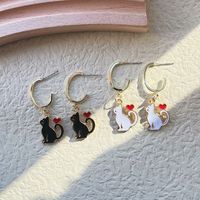 1 Pair Cute Sweet Classic Style Cat Epoxy Alloy Brass Drop Earrings main image 1