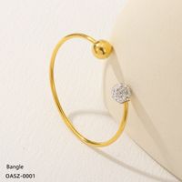 Simple Style Geometric Solid Color 304 Stainless Steel 18K Gold Plated Rhinestones Bangle In Bulk sku image 3