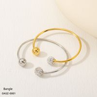 Simple Style Geometric Solid Color 304 Stainless Steel 18K Gold Plated Rhinestones Bangle In Bulk main image 5