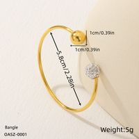 Simple Style Geometric Solid Color 304 Stainless Steel 18K Gold Plated Rhinestones Bangle In Bulk main image 2