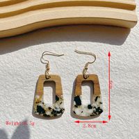 1 Pair Retro Classic Style Geometric Water Droplets Heart Shape Plating Inlay Wood Sequins Resin 14k Gold Plated Ear Hook main image 2
