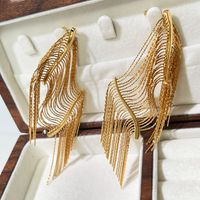 1 Pair Exaggerated Tassel Plating Alloy Copper Gold Plated Drop Earrings main image 4