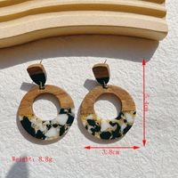 1 Pair Retro Classic Style Geometric Water Droplets Heart Shape Plating Inlay Wood Sequins Resin 14k Gold Plated Ear Hook sku image 5