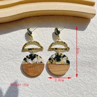 1 Pair Retro Classic Style Geometric Water Droplets Heart Shape Plating Inlay Wood Sequins Resin 14k Gold Plated Ear Hook sku image 8