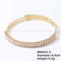 Copper K Gold Plated Rhodium Plated Simple Style Shiny Plating Inlay Square Zircon Bangle sku image 3