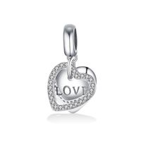 Basic Wedding Romantic Heart Shape Sterling Silver Beaded Plating Inlay Zircon Rhodium Plated Jewelry Accessories main image 6