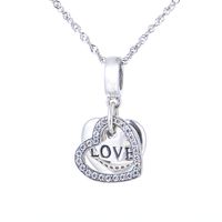 Basic Wedding Romantic Heart Shape Sterling Silver Beaded Plating Inlay Zircon Rhodium Plated Jewelry Accessories main image 4