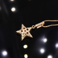 Einfacher Stil Stern Kupfer 18 Karat Vergoldet Weißgold Plattiert Zirkon Halskette Mit Anhänger In Masse main image 4
