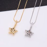 Simple Style Star Copper 18k Gold Plated White Gold Plated Zircon Pendant Necklace In Bulk sku image 3