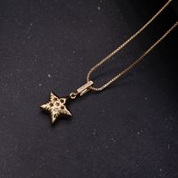 Simple Style Star Copper 18k Gold Plated White Gold Plated Zircon Pendant Necklace In Bulk sku image 1