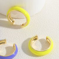 1 Pair Elegant Simple Style Solid Color Epoxy Plating Brass 14k Gold Plated Ear Cuffs main image 9