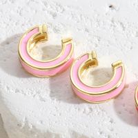 1 Pair Simple Style Solid Color Epoxy Plating Copper 14k Gold Plated Ear Cuffs main image 4