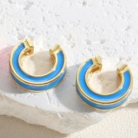 1 Pair Simple Style Solid Color Epoxy Plating Copper 14k Gold Plated Ear Cuffs main image 5