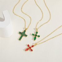 Vintage Style Simple Style Cross Copper 14k Gold Plated Zircon Pendant Necklace In Bulk main image 6