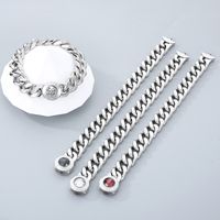 Titan Stahl 18 Karat Vergoldet Hip Hop Inlay Geometrisch Künstlicher Kristall Armbänder Halskette main image 4