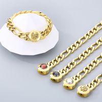 Titanium Steel 18K Gold Plated Simple Style Polishing Inlay Geometric Glass Bracelets Necklace main image 1